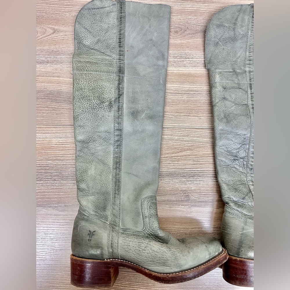 FRYE Over the Knee Tall Campus Boots RARE Blue Grey Size 9 - Picture 4 of 13
